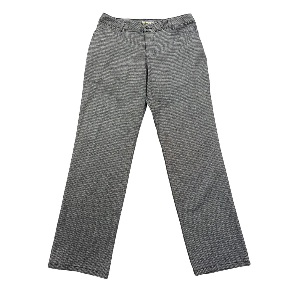 Lee Petite Relaxed Fit‎ Straight Leg Mid Rise Plaid Pants Women 10 Petite